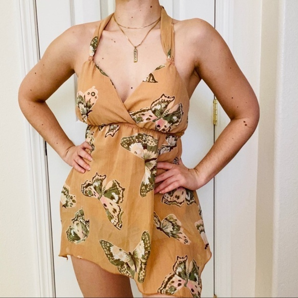 Vintage butterfly fairy pixie peplum halter top